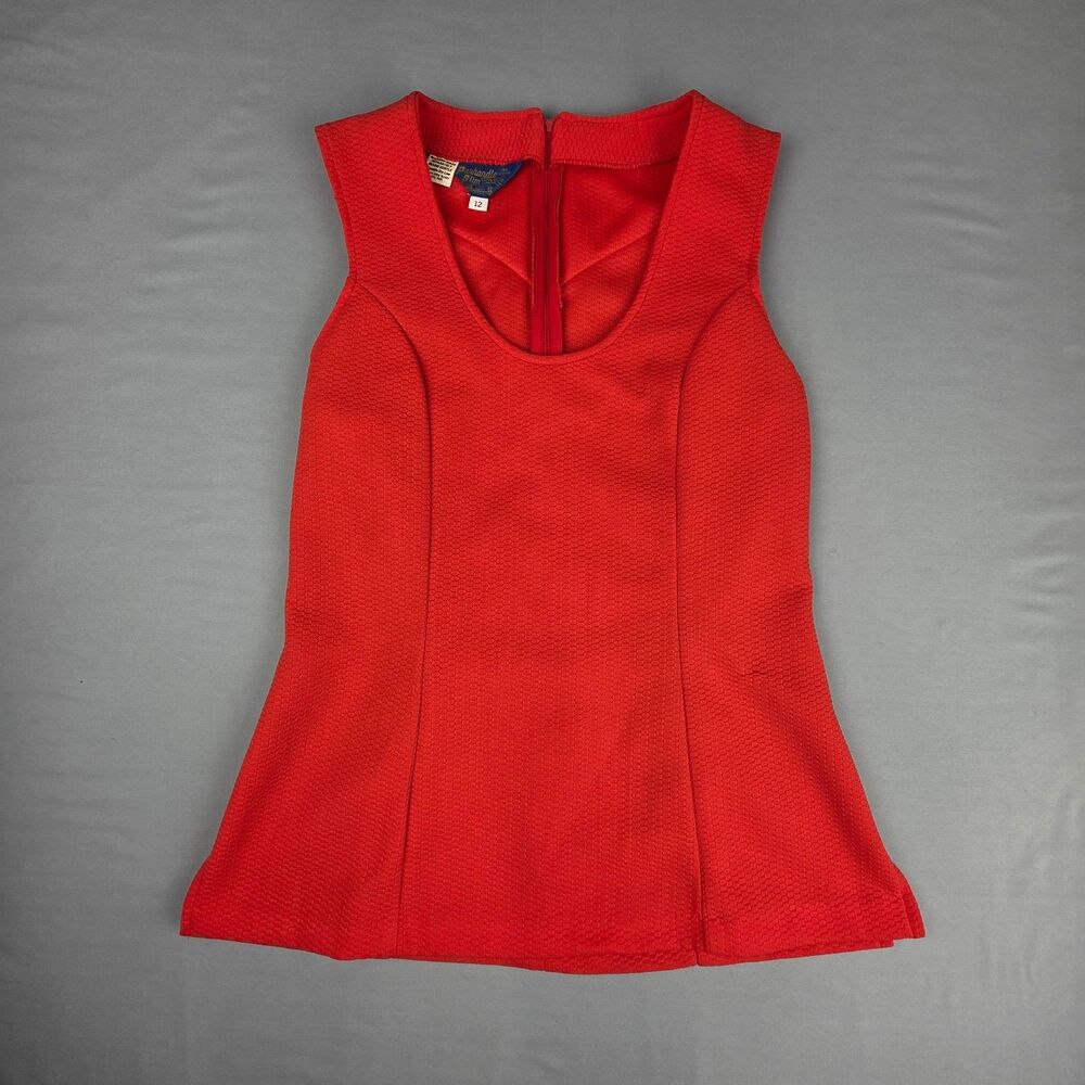 Vintage Panhandle Slim Structured Red Peplum Sleevess Top Western Wear Sz Small
